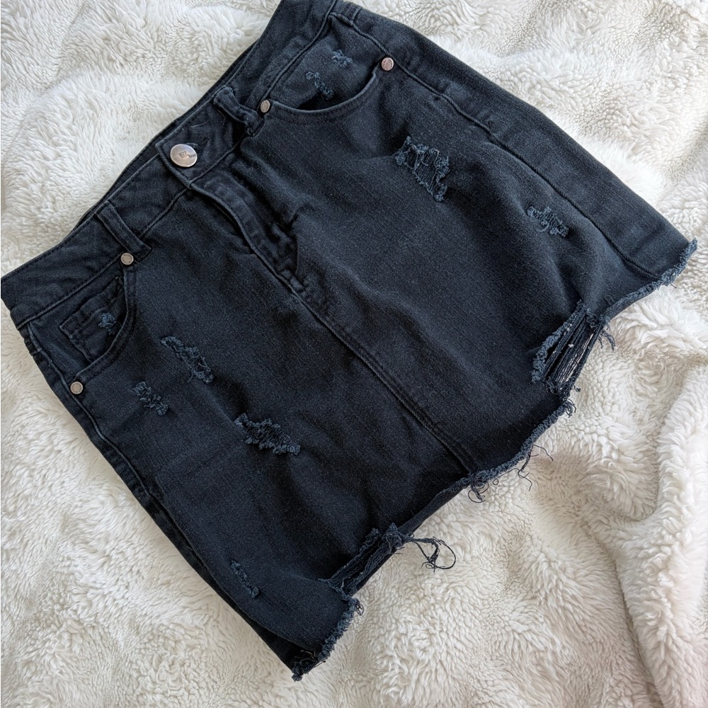 1822 Denim Charcoal high waisted Jean skirt